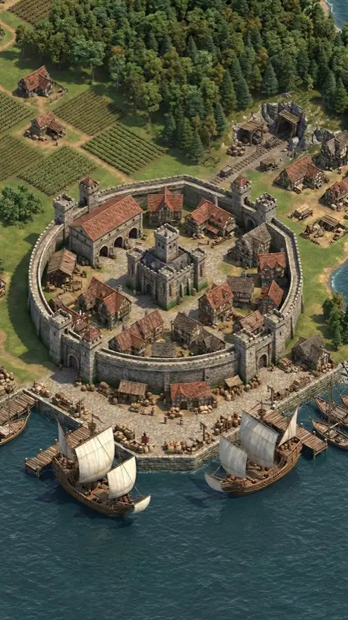 Seas of Glory coastal city building mobile gameplay screenshot